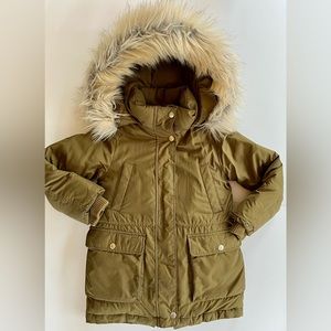 JCREW CREWCUTS olive green down filled parka puffer coat girls 4-5